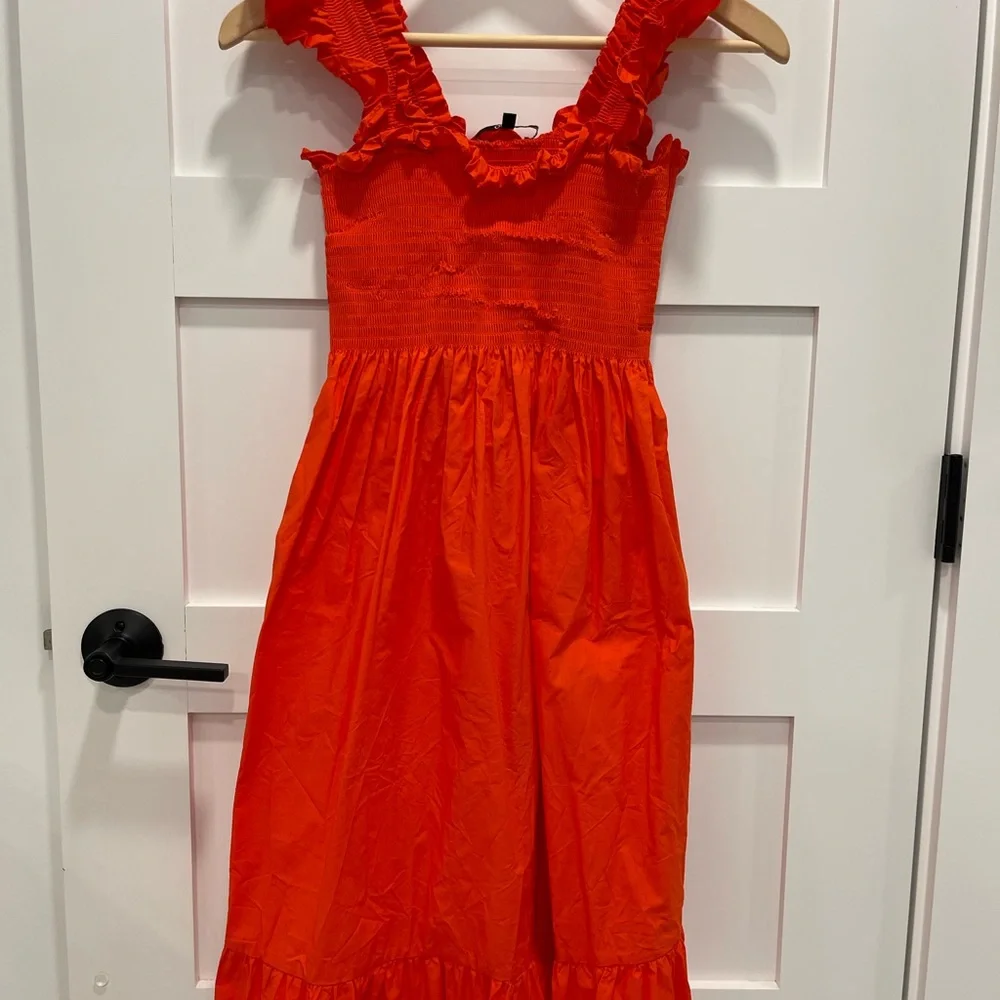 Cute Quince smocked sleeveless Red dress M - Picture 3 of 8